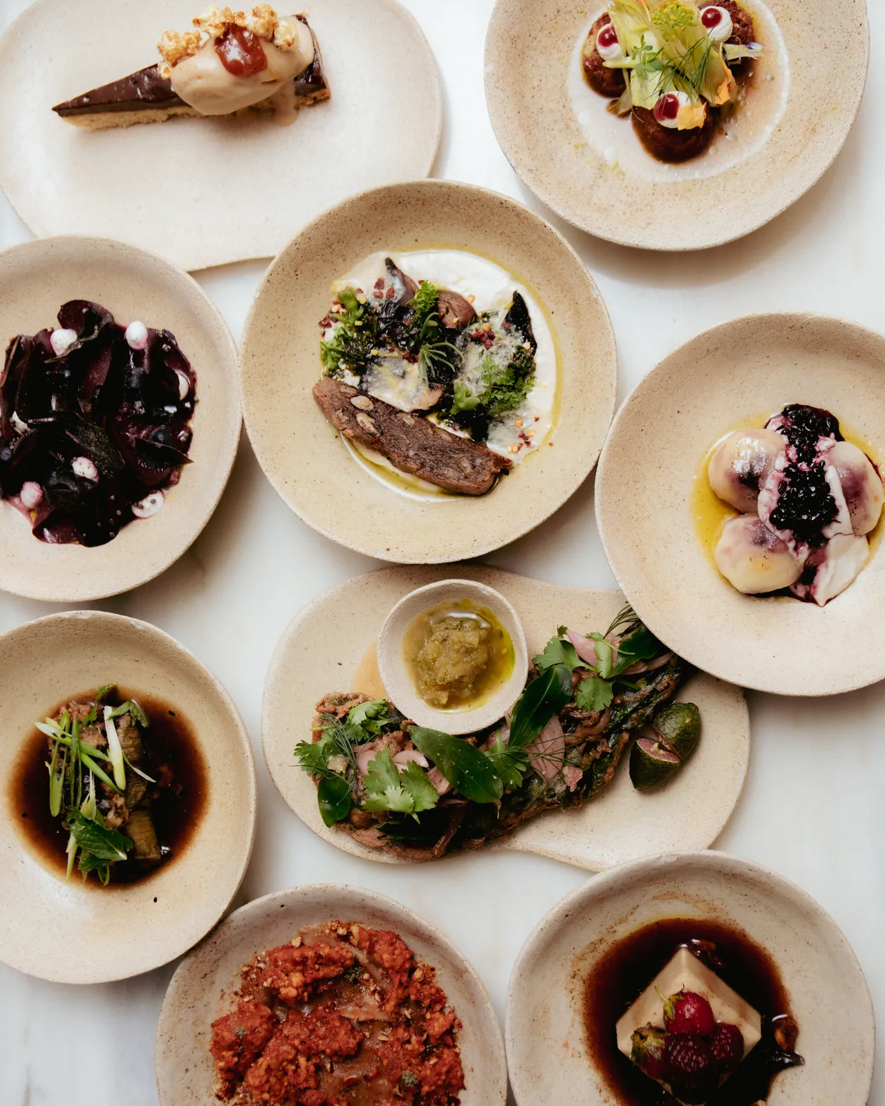 the whole menu, seen from above