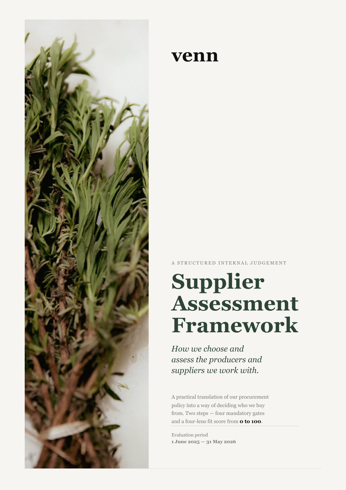 Supplier Assessment Framework document cover