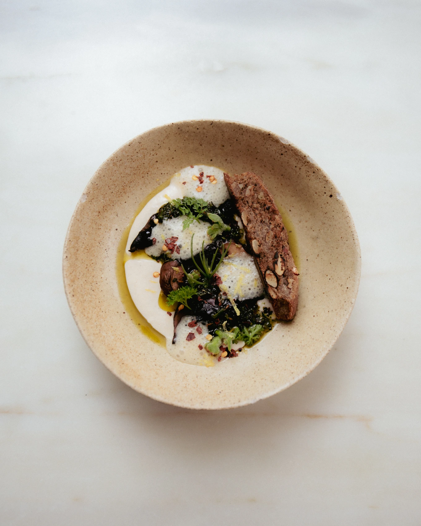 oat & garlic cream 1 · plated · hero