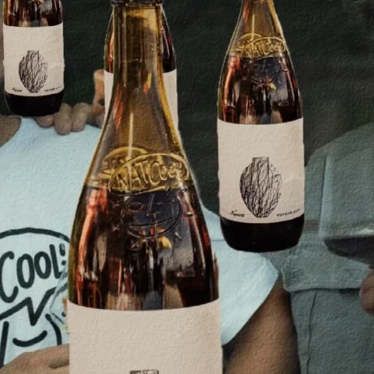 bottles of Voyeur held up at a Nat'Cool party