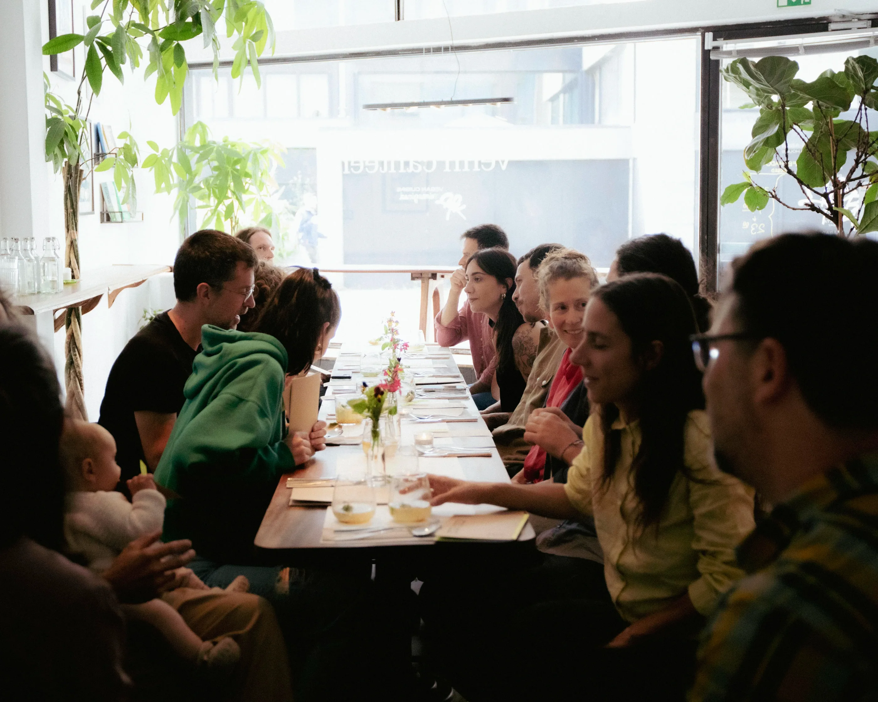 Evening at Venn Canteen — guests dining by candlelight