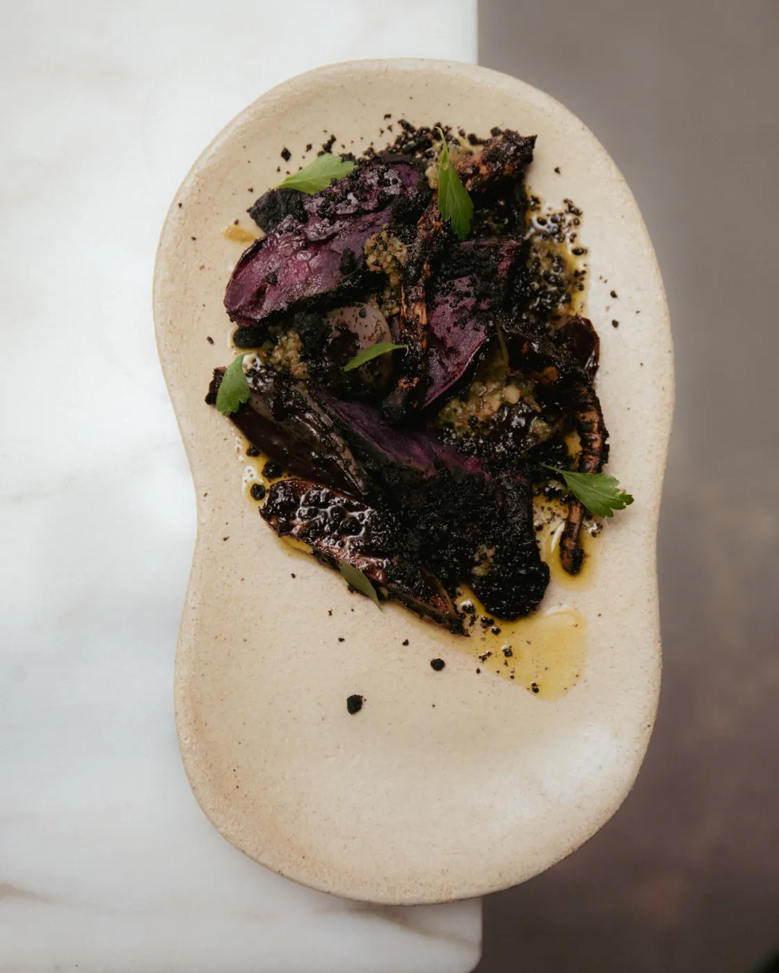 onion skins, into an ash oil
